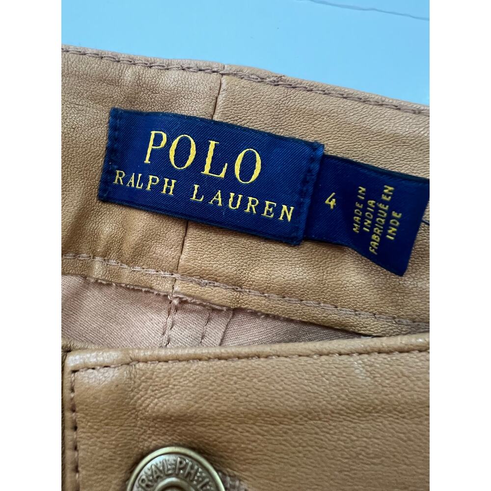 Polo Ralph Lauren Women's Lambskin Leather Legging Jeans Pants Brown Size 4 $998 - Picture 5 of 16